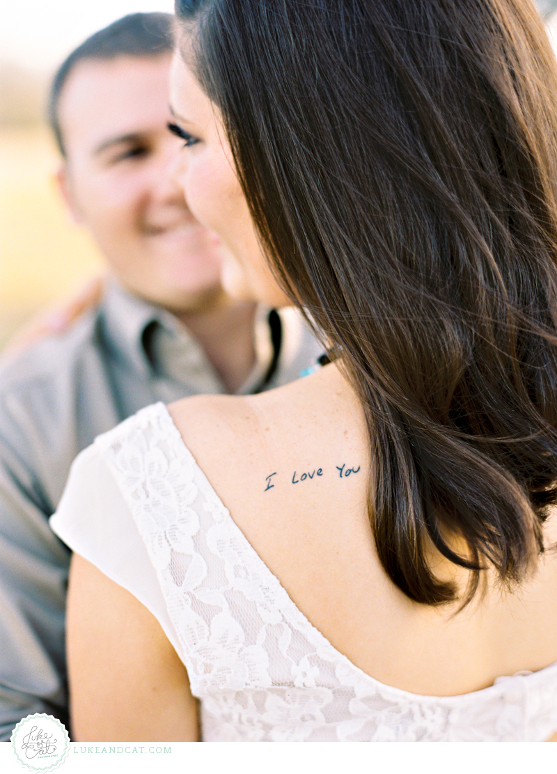 I love you tattoo on the shoulder